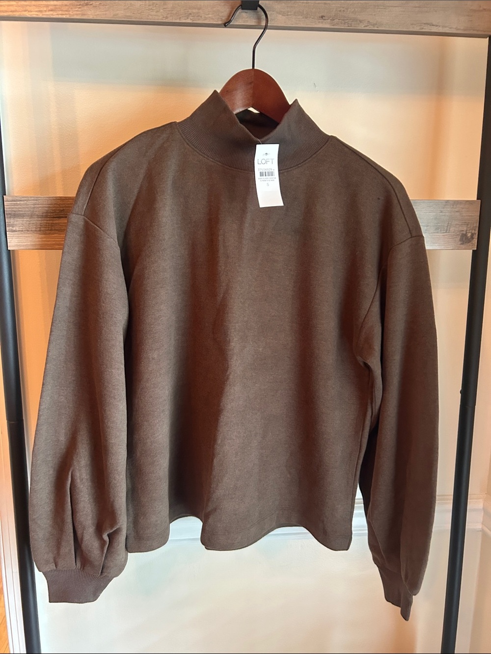 LOFT Chocolate Brown mock neck Sweatshirt